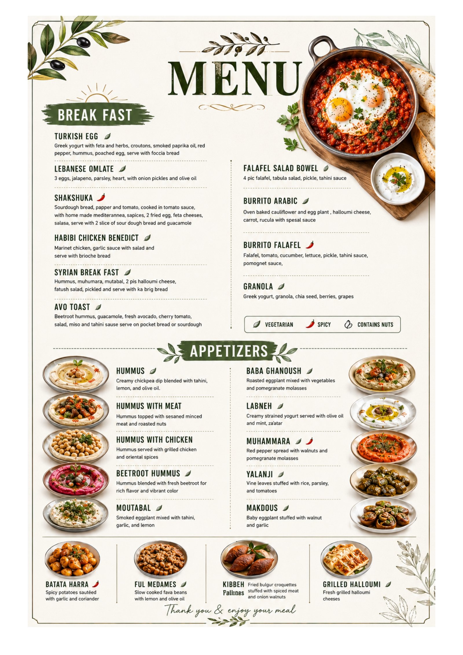 Menu Brunch e Almoço — Casa Lebanon
